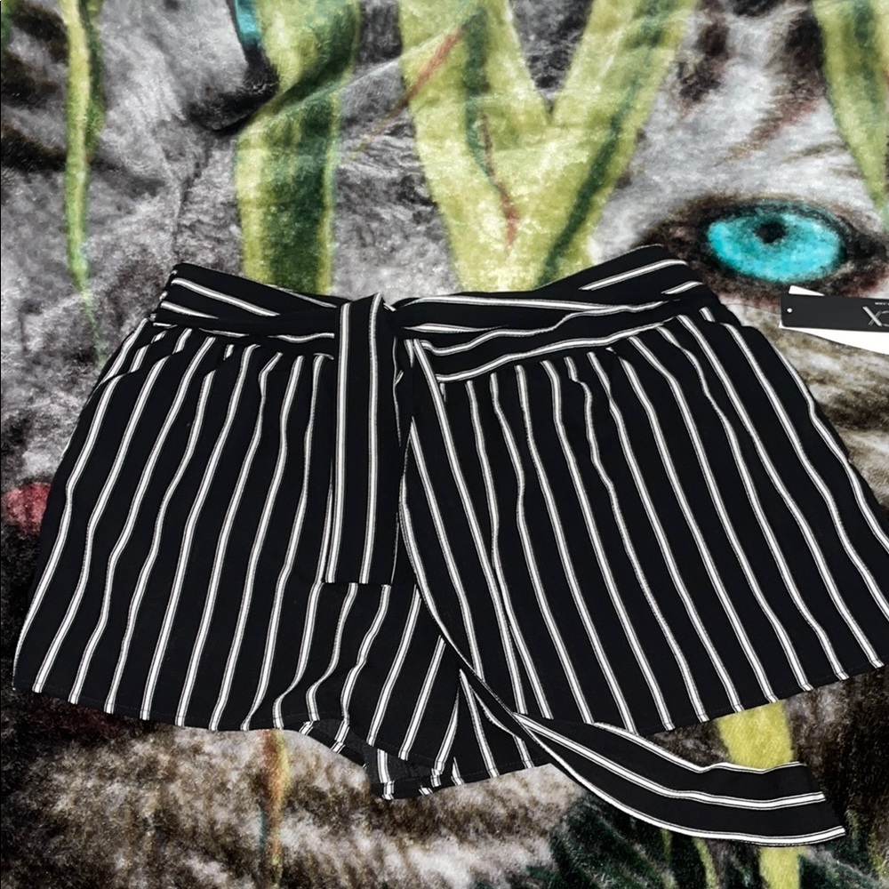Black and White Striped Women's Shorts